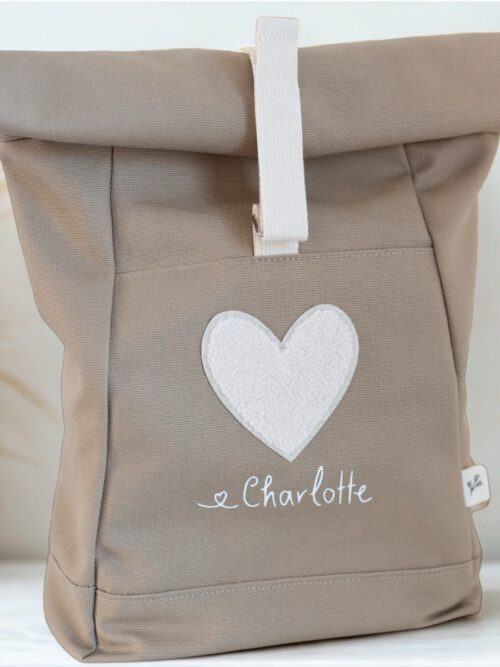 Kinderrucksack Rolltop personalisiert Herz