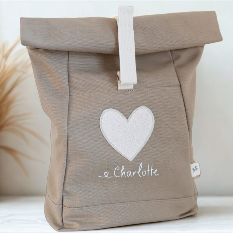 Kinderrucksack Rolltop personalisiert Herz