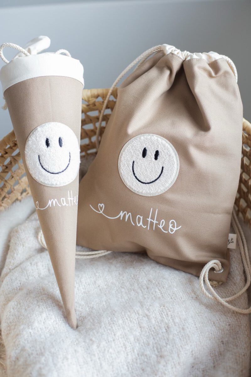 Geschwistertüte Kitatüte personalisiert Smiley – Bild 3