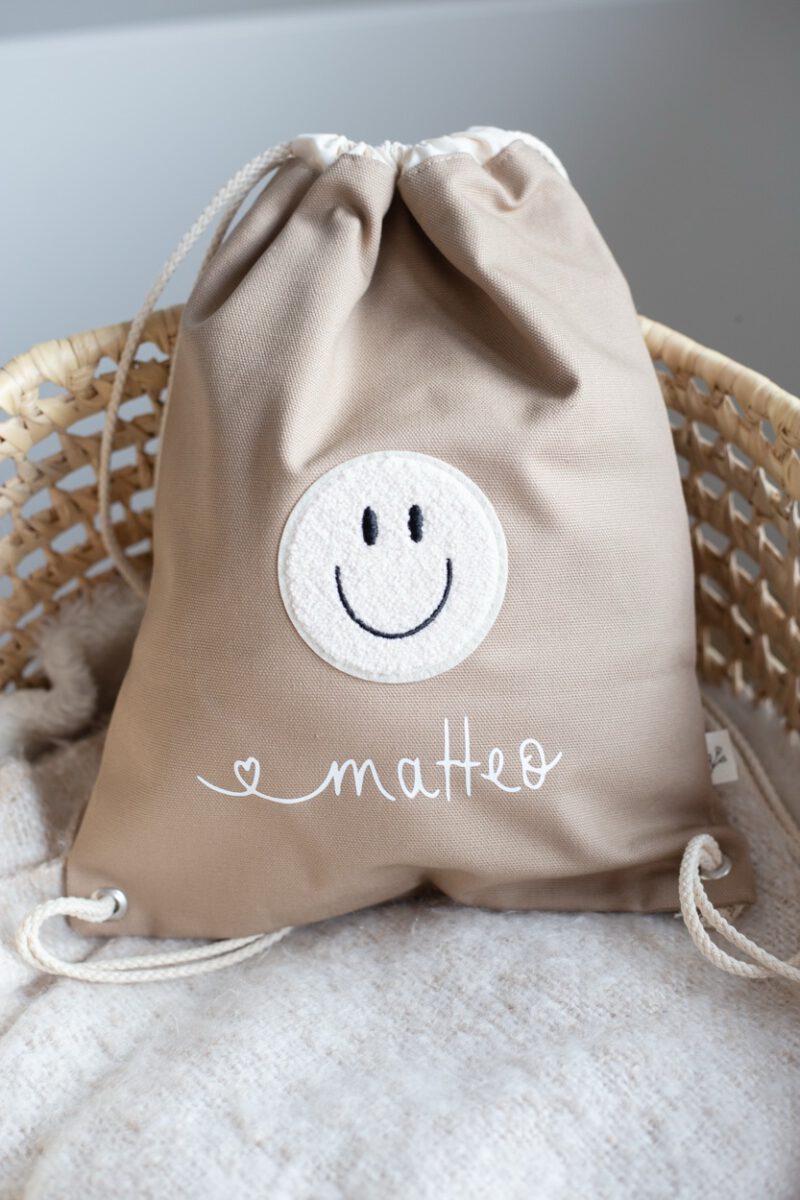Turnbeutel personalisiert Smiley