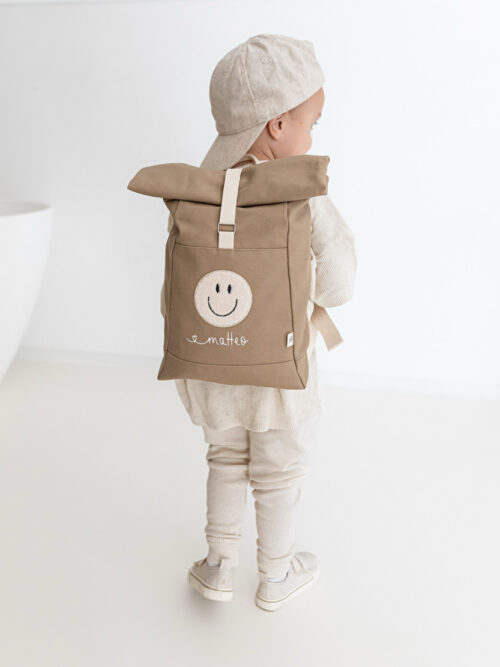 Kinderrucksack Rolltop personalisiert Smiley