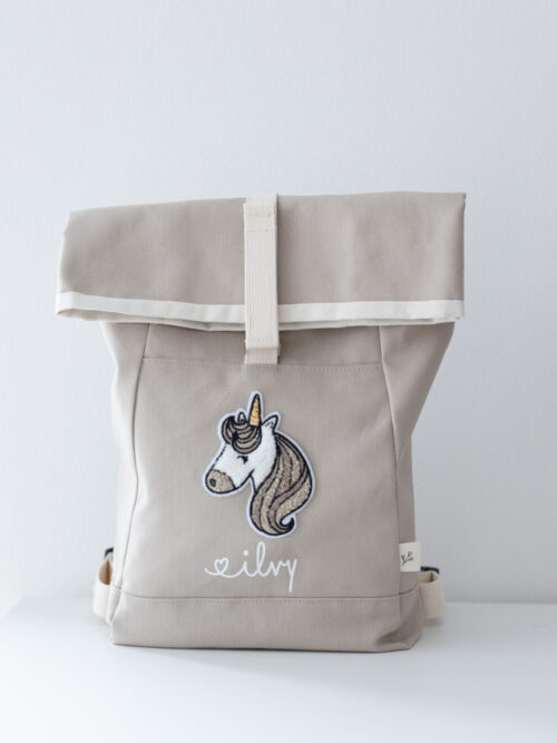 Kinderrucksack Rolltop Einhorn personalisiert